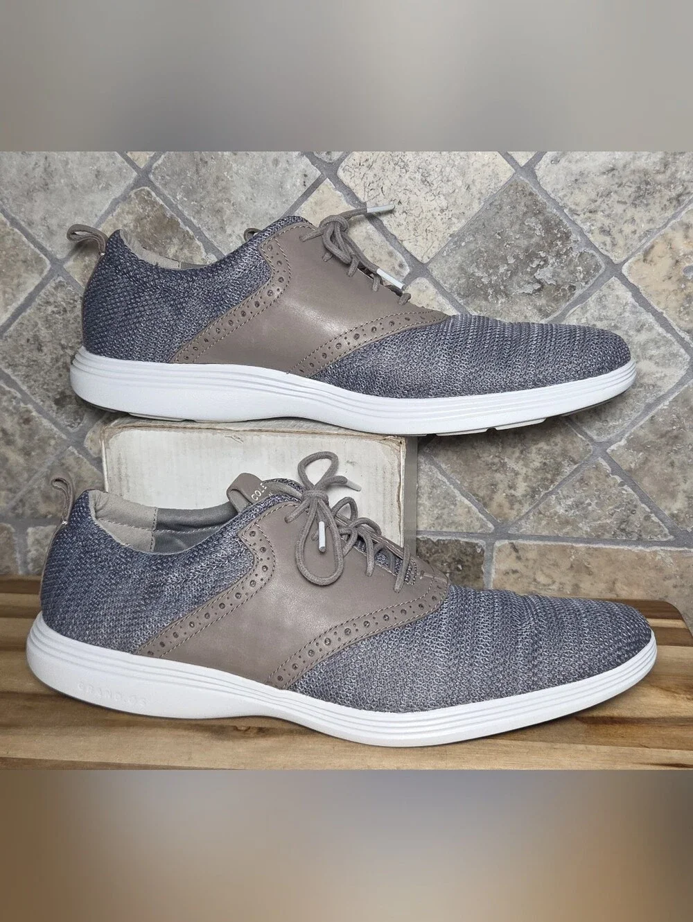 Cole Haan Grand Tour OS Oxford Shoes Men's 11M Gray Knit Leather Brogue Sneakers